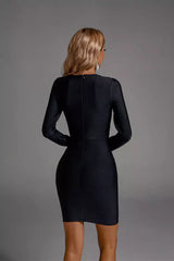 Aaliyah Black Long Sleeve Mini Dress - Catchall