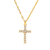 18K Gold Plated White Cubic Zirconia Cross Pendant Necklace
