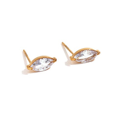 3 Pairs 18K Gold Plated Mini Zircon Flower Stud Earrings for Women