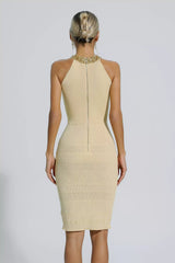 Chelsea Khaki Knit Midi Dress