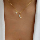 925 Moon CZ Charm Pendant Necklace