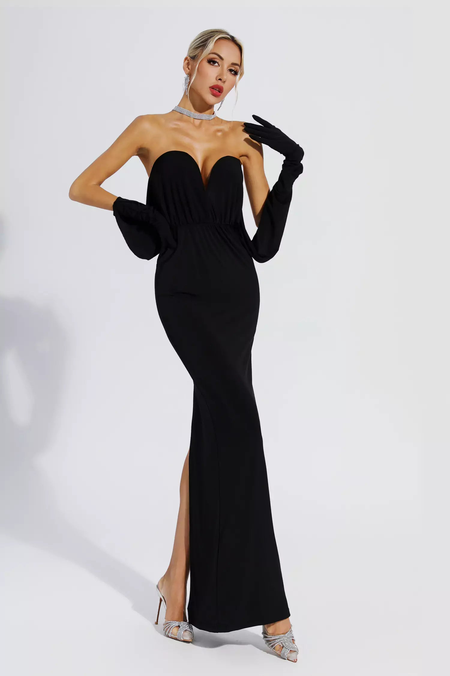 Abby Black Off Shoulder Maxi Dress