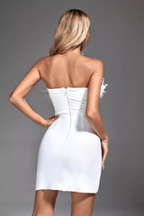 Adelaide White Feather Mini Dress