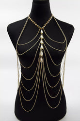 Adelynn Bikini Tassel Pearl Body Chain