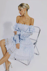 Alanna Blue High Waist Mini Dress