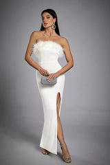 Alayna White Feather Sequin Dress - Catchall
