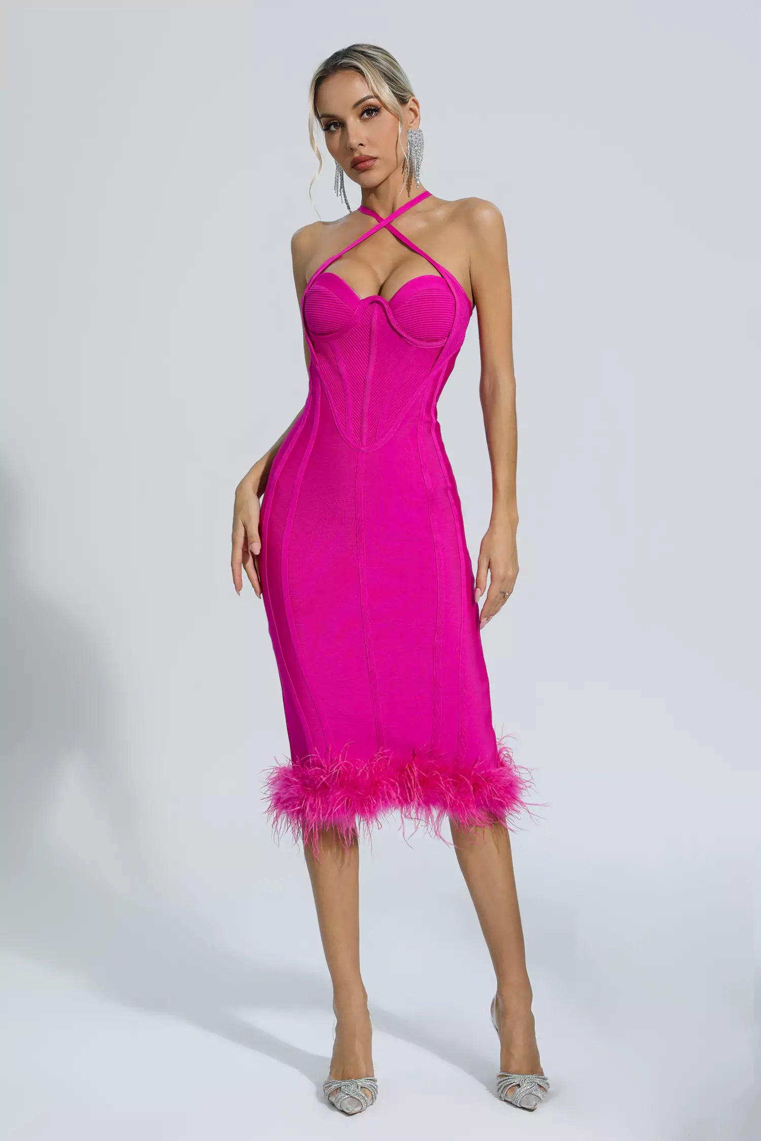 Aleah Rose Red Halternecck Bandage Dress