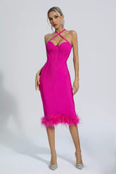 Aleah Rose Red Halternecck Bandage Dress