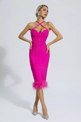Aleah Rose Red Halternecck Bandage Dress