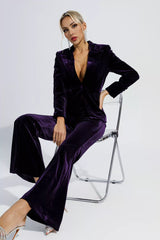 Aleena Purple Velvet Blazer Set