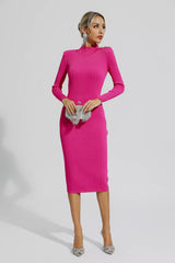 Alejandra Rose Red Knitted Long Sleeve Dress