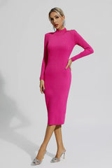 Alejandra Rose Red Knitted Long Sleeve Dress