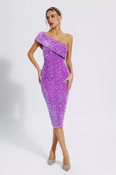 Alexandria Purple Sequin Midi Dress
