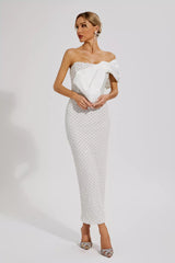 Alisson White Pearl Embellishment Dress