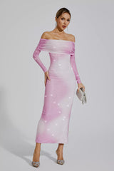 Alondra Gradient Pink Diamond Maxi Dress