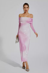 Alondra Gradient Pink Diamond Maxi Dress