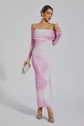 Alondra Gradient Pink Diamond Maxi Dress