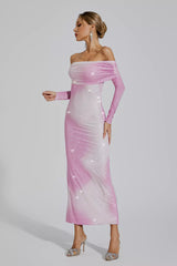 Alondra Gradient Pink Diamond Maxi Dress