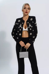 Amalia Black Crystal Pearl Blazer Set