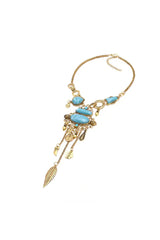 Amara Blue Gem Tassel Necklace