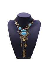 Amara Blue Gem Tassel Necklace