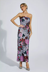 Amelie Purple Flower Embellishment Dress