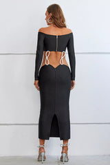 Amiyah Black Bandage Midi Dress