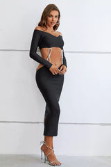 Amiyah Black Bandage Midi Dress