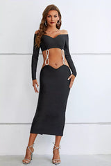 Amiyah Black Bandage Midi Dress