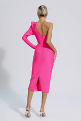 Angelica Rose Red Floral One Shoulder Bandage Dress