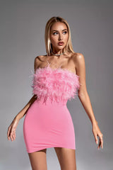 Annabelle Pink Feather Dress - Catchall