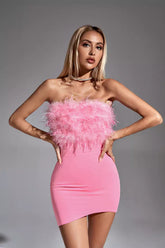Annabelle Pink Feather Dress - Catchall