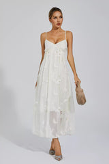 Araceli White Butterfly Embroidery Slip Dress