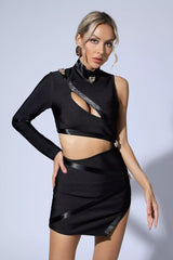 Arielle Black Hollow Out Mini Dress