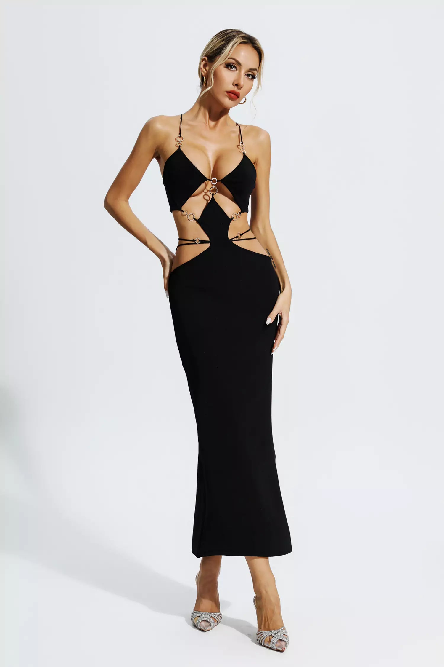 Aurelia Black Bandage Slip Maxi Dress