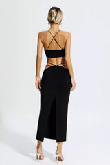 Aurelia Black Bandage Slip Maxi Dress