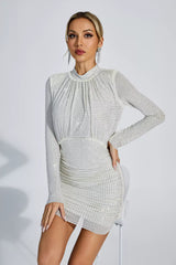 Averi White Hot Fix Diamond Mini Dress