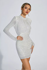 Averi White Hot Fix Diamond Mini Dress