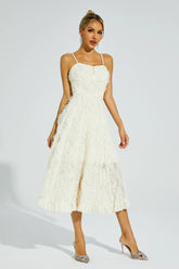 Barnett Beige Feather Midi Dress