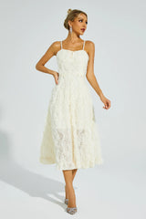 Barnett Beige Feather Midi Dress