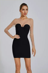 Baylor Black Beaded Bandage Dress
