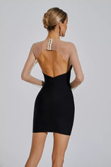 Baylor Black Beaded Bandage Dress