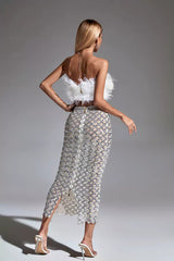 Blake White Feather Sequin Bandage Set - Catchall