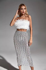Blake White Feather Sequin Bandage Set - Catchall