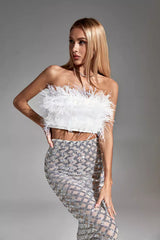 Blake White Feather Sequin Bandage Set - Catchall