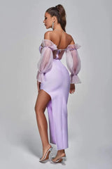 Blakely Purple Mesh Strapless Bodycon Dress - Catchall