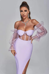 Blakely Purple Mesh Strapless Bodycon Dress - Catchall