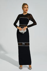 Boyle Black Mesh Bandage Dress
