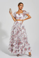Braylee Apricot Floral Ruched Set