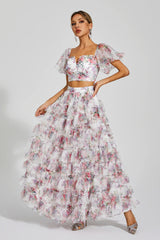 Braylee Apricot Floral Ruched Set